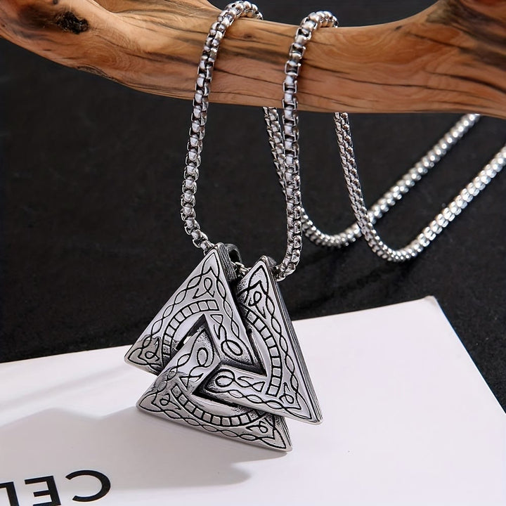 WorldNorse Viking Pirate Odin Triangle Valknut Necklace