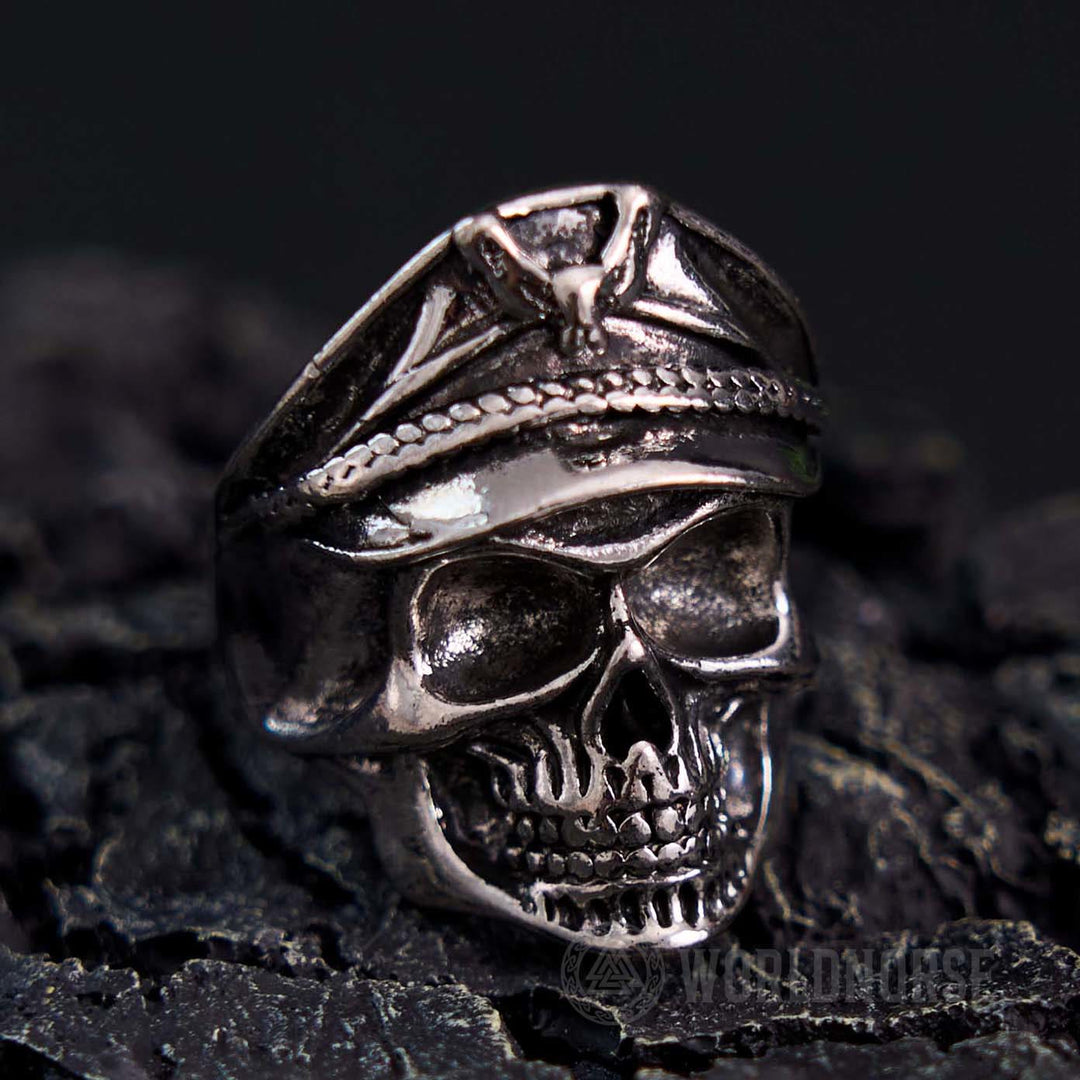 WorldNorse Eagle Cap Punk Skull Ring