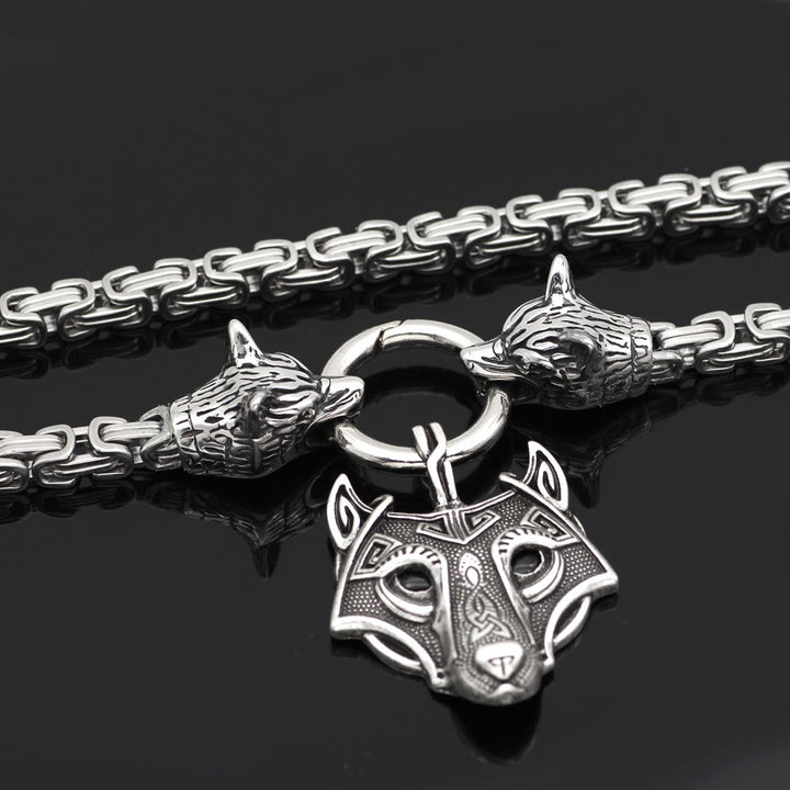 WorldNorse Viking Wolf Head King Necklace