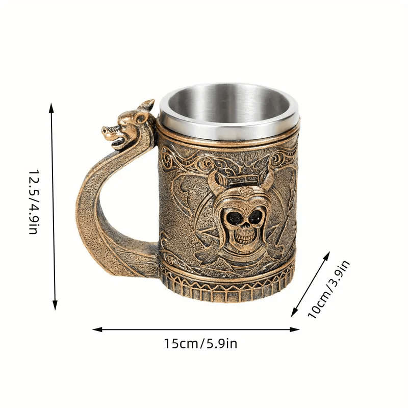 WorldNorse Dragon Handle Skeleton Beer Mug