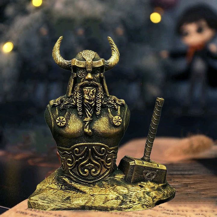 WorldNorse Thor Hammer Halfbody Statue Resin Sculpture