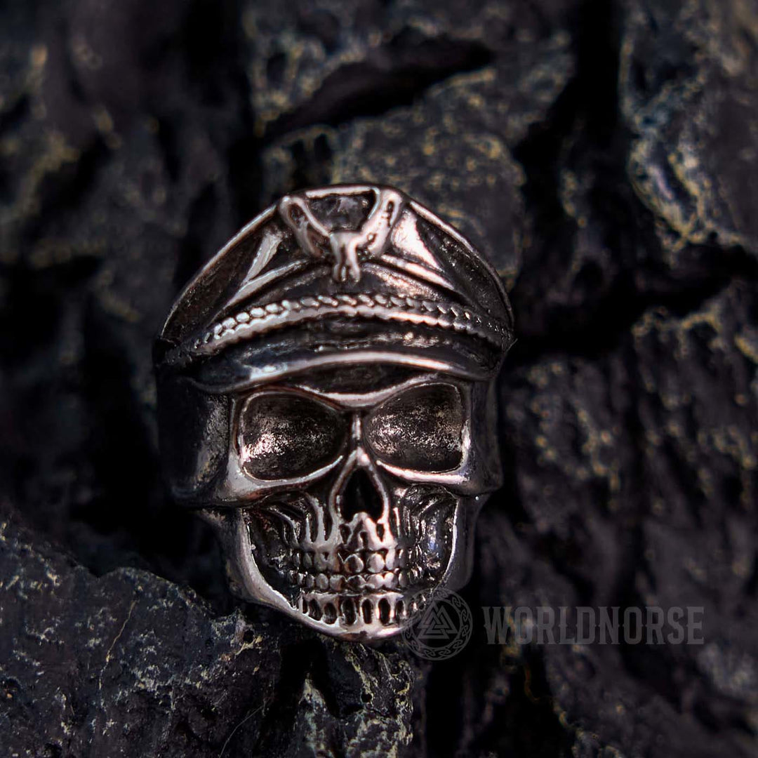 WorldNorse Eagle Cap Punk Skull Ring