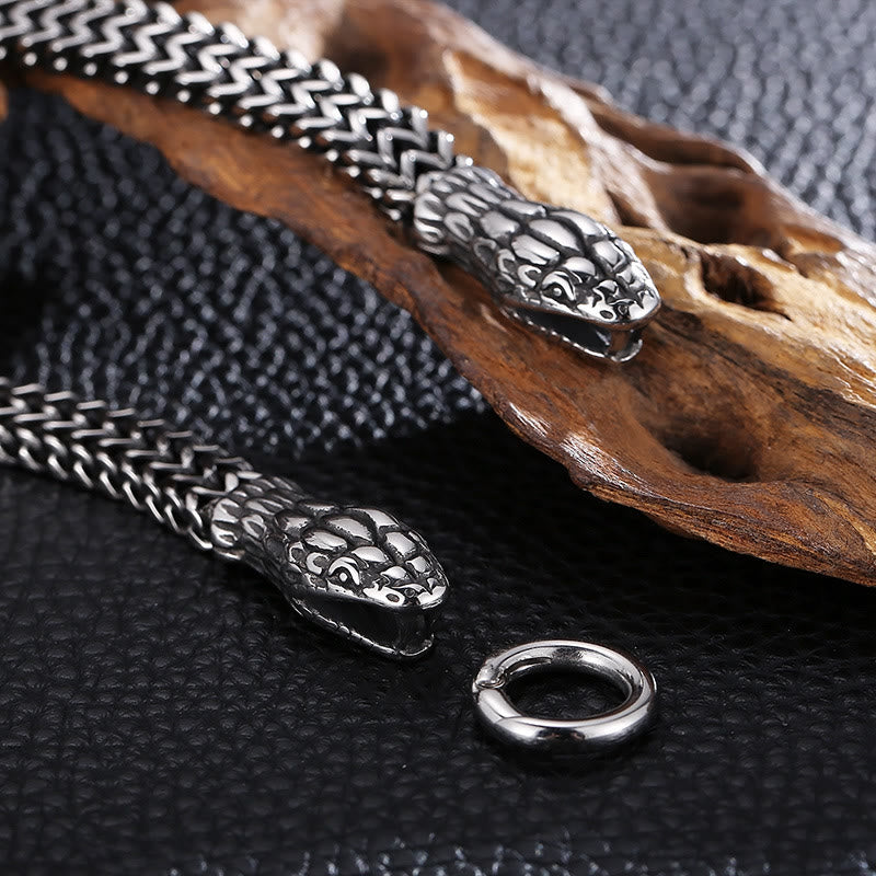 WorldNorse Double Snake Head Animal Necklace