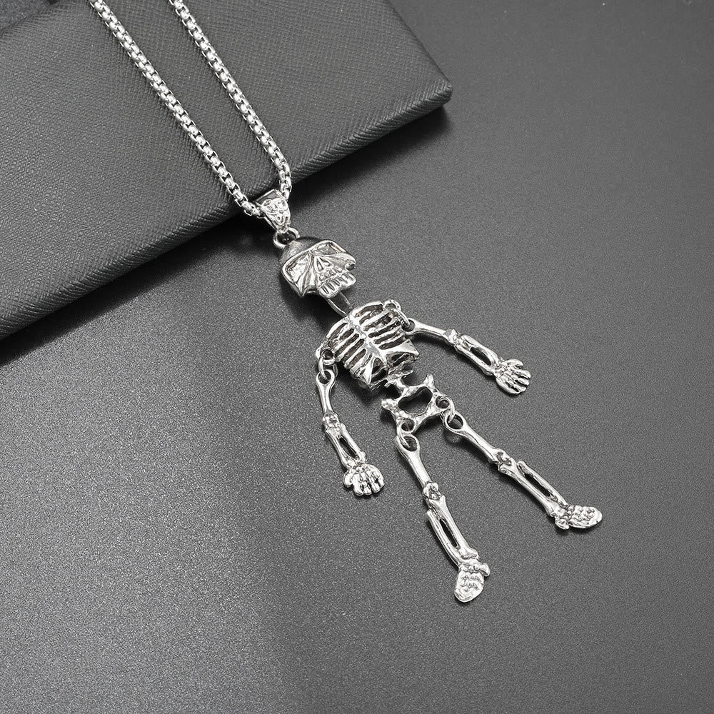 WorldNorse Gothic Skull Skeleton Long Chain Necklace