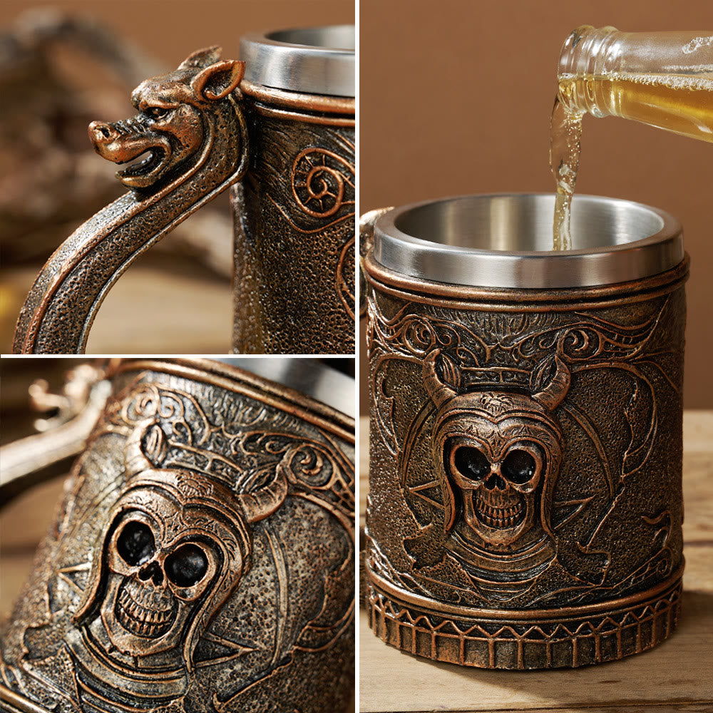 WorldNorse Dragon Handle Skeleton Beer Mug