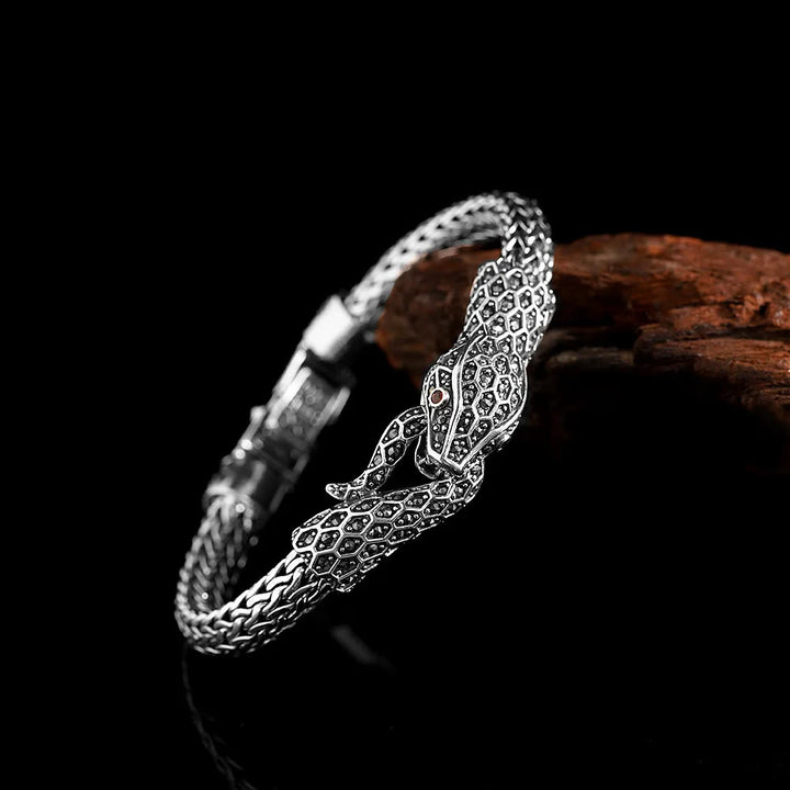 WorldNorse 925 Sterling Silver Marseille Stone Snake Bracelet