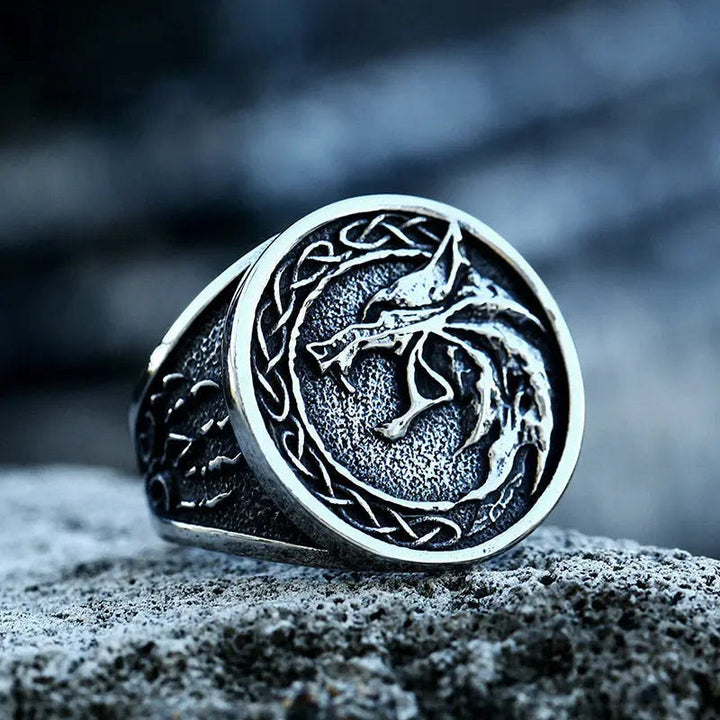 WorldNorse Viking Celtic Knot Wolf With Claw Ring