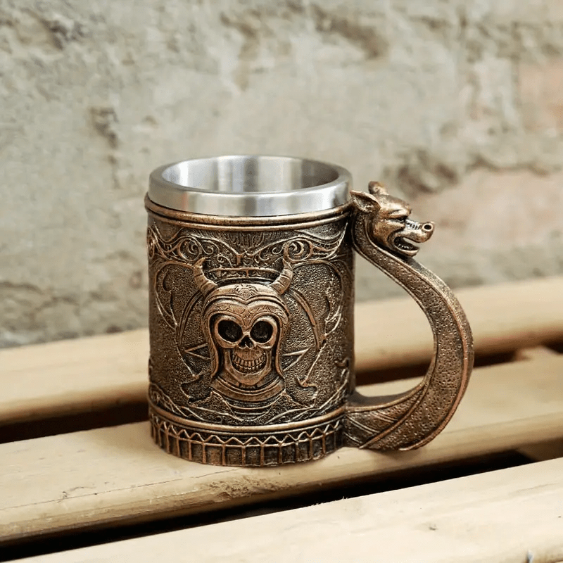 WorldNorse Dragon Handle Skeleton Beer Mug