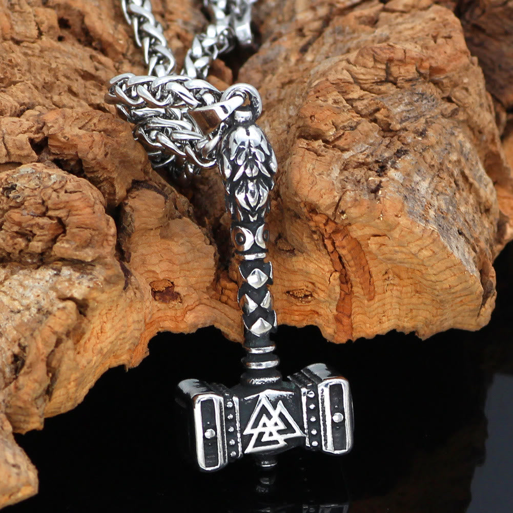 WorldNorse Mjolnir Thor's Hammer And Valknut Necklace